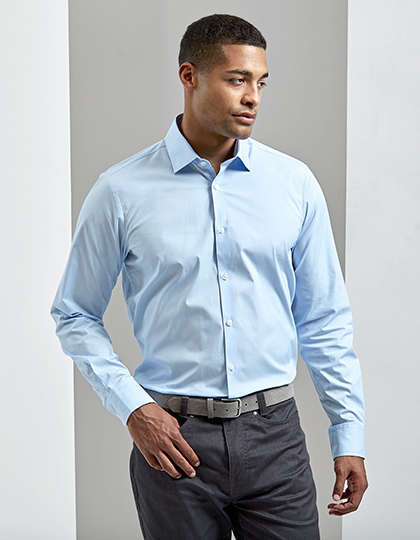 PW244 Men´s Stretch Fit Poplin Long Sleeve Cotton Shirt
