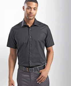 PW246 Men´s Stretch Fit Poplin Short Sleeve Cotton Shirt