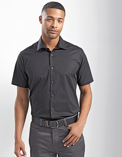 PW246 Men´s Stretch Fit Poplin Short Sleeve Cotton Shirt
