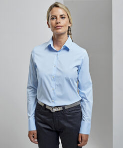 PW344 Women´s Stretch Fit Poplin Long Sleeve Cotton Shirt