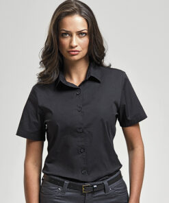 PW346 Women´s Stretch Fit Poplin Short Sleeve Cotton Shirt